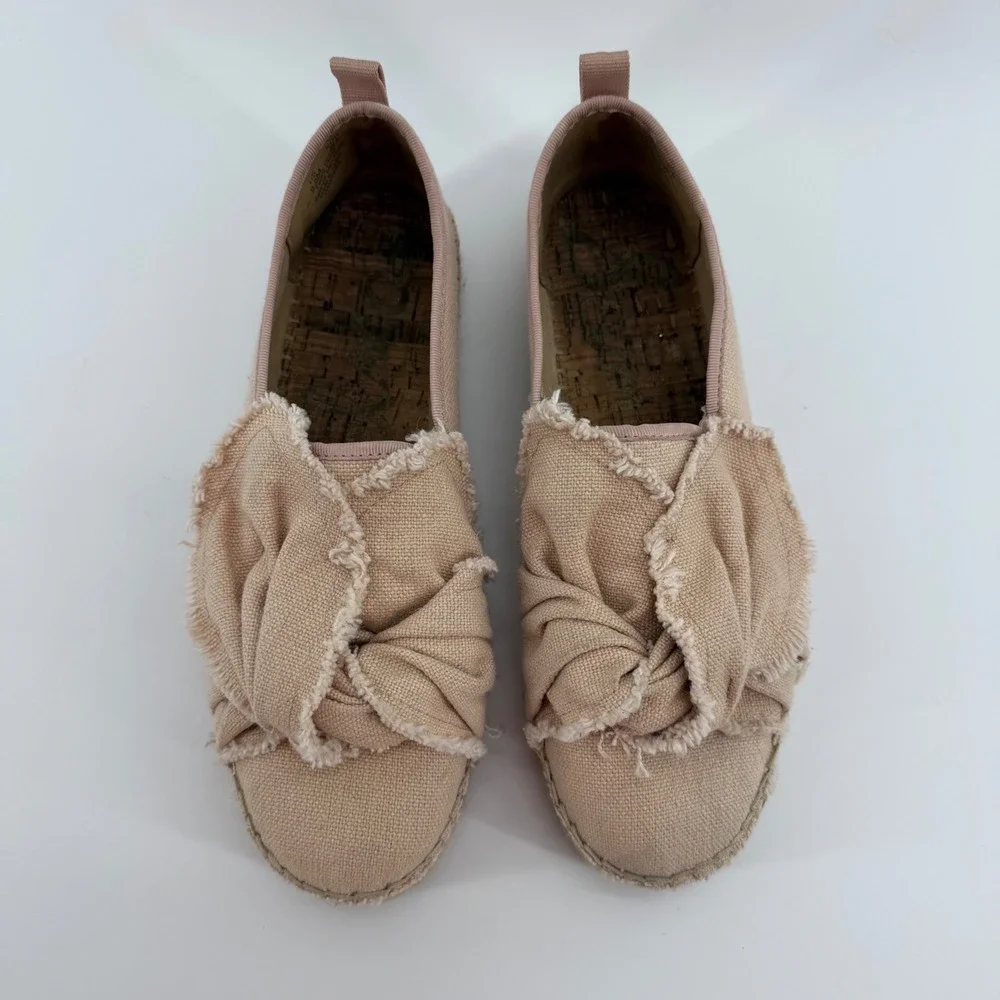 Sam Edelman Cabrera Platform Espadrille Blush Pink Frayed Bow Slip On Shoes‎ 9.5